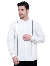 Men Designer Front Piping Cotton Slim Fit Shirt